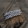 Handwoven Retro Geometric Freshwater Pearl Hair Comb Hairpin With Elegant High Gloss Baroque Style For Women