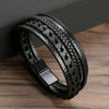 Handwoven Titanium Steel Bracelets With Magnetic Buckles Geometric Style For Men
