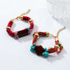 Handwoven Turquoise Alloy Bracelet Set Geometric Style Electroplating