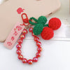 Handwoven Wool Fruitshaped Key Chain With Beads For Women
