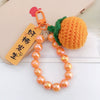Handwoven Wool Fruitshaped Key Chain With Beads For Women