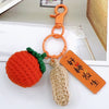 Handwoven Wool Fruitshaped Key Chain With Beads For Women