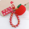 Handwoven Wool Fruitshaped Key Chain With Beads For Women