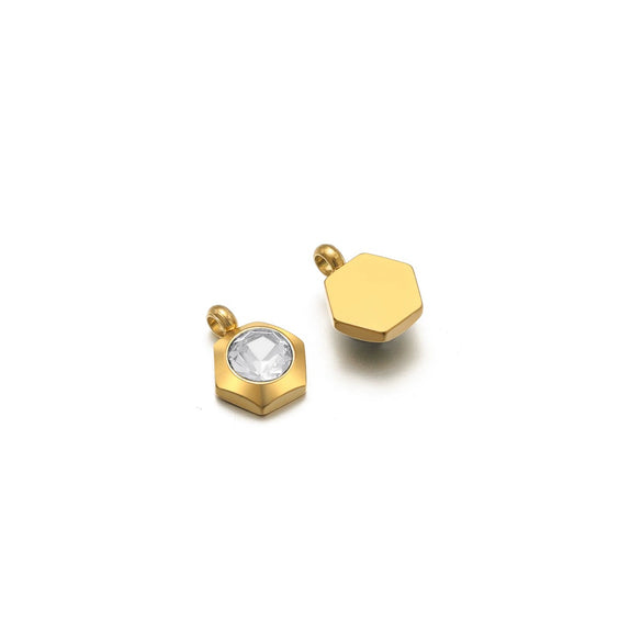 Hanging Ornament Beads Accessories Stainless Steel Hexagon Peach Heart Flower Shape With Love Pattern Electroplated