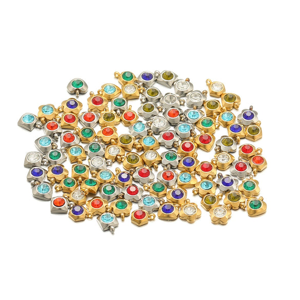 Hanging Ornament Beads Accessories Stainless Steel Hexagon Peach Heart Flower Shape With Love Pattern Electroplated