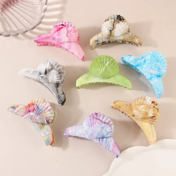 Head Clip Headwear Abs Imitation Acetic Acid Niche Marble Baking Paint Women's