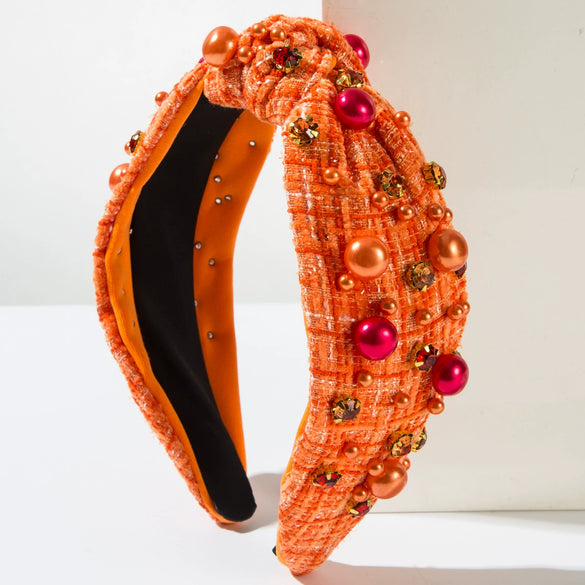 Headband Alloy Geometric Diamond Pearl Fabric Knot Hair Accessories