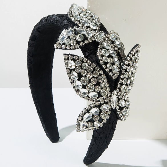 Headband Alloy Printed With Butterfly Diamond Decoration Baroque Style For Women