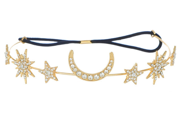 Headband Alloy Rhinestone Handmade Sun Moon Sixpointed Star New Baroque Style Personality Forehead Accessories Headdress For Women
