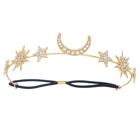 Headband Alloy Rhinestone Handmade Sun Moon Sixpointed Star New Baroque Style Personality Forehead Accessories Headdress For Women