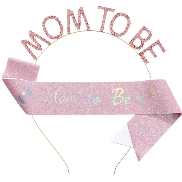 Headband And Ceremonial Belt For New Parents Glitter Cloth Bronzing