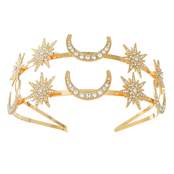 Headband Crown And Earrings Alloy Handmade Bohemian Sun Moon Sixpointed Star Women's Fashion Accessories