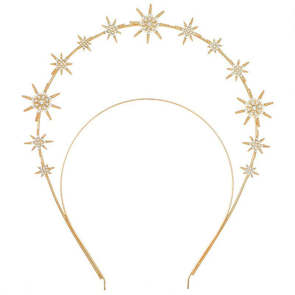 Headband Crown And Earrings Alloy Handmade Bohemian Sun Moon Sixpointed Star Women's Fashion Accessories