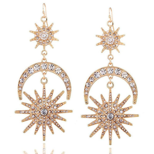 Headband Crown And Earrings Alloy Handmade Bohemian Sun Moon Sixpointed Star Women's Fashion Accessories