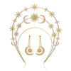 Headband Crown And Earrings Alloy Handmade Bohemian Sun Moon Sixpointed Star Women's Fashion Accessories