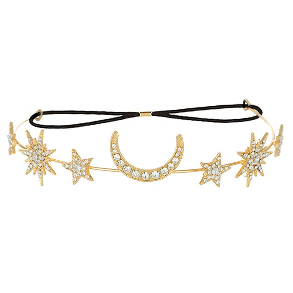 Headband Crown And Earrings Alloy Handmade Bohemian Sun Moon Sixpointed Star Women's Fashion Accessories