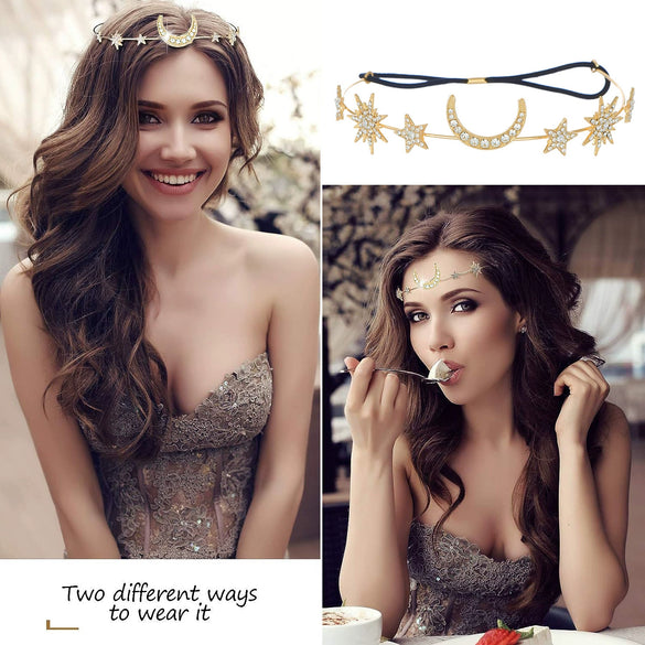 Headband Crown And Earrings Alloy Handmade Bohemian Sun Moon Sixpointed Star Women's Fashion Accessories