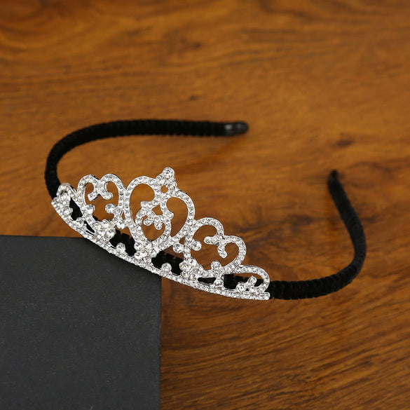 Headband Crown Women's Alloy Pearl Jewelry With Electroplated Silver