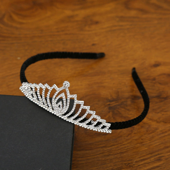 Headband Crown Women's Alloy Pearl Jewelry With Electroplated Silver