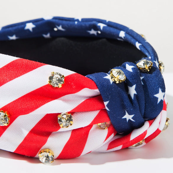 Headband Women's Cloth American Flag Star Sequin Set With Diamonds Hair Accessories