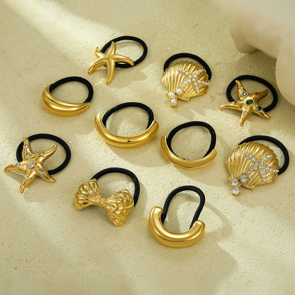 Headwear Hair Ring Stainless Steel Titanium Steel Shell Starfish Arc Electroplating