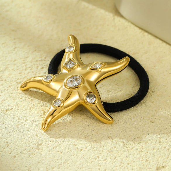 Headwear Hair Ring Stainless Steel Titanium Steel Shell Starfish Arc Electroplating