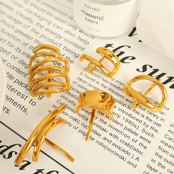 Headwear Hairpin 316L Stainless Steel Geometric Style 18K Gold Plated