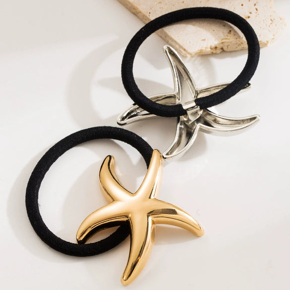 Headwear Metal Flower Star Hair Rope With Electroplating And High Elasticity