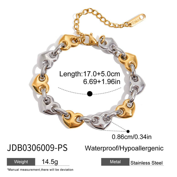 Heart Pig Nose Buckle Titanium Steel And Stainless Steel Bracelet And Earrings Jewelry For Women With Bear Pig Little Animal Pattern Electroplated