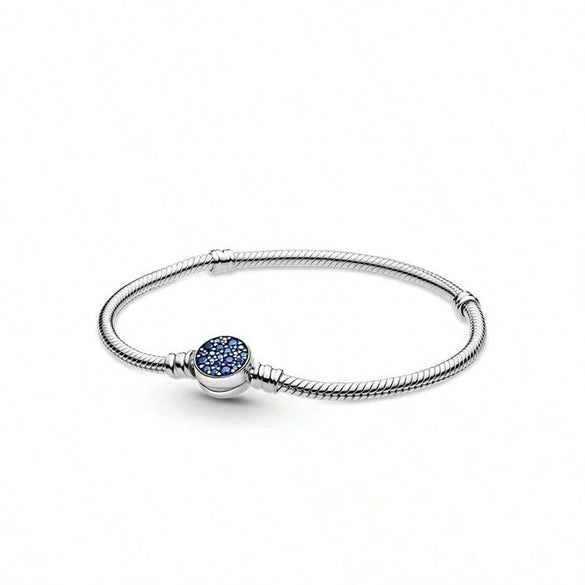 Heart Shape Clasp Plated Copper Snake Chain Beaded Bracelet Plain Engraved Style Couple Bracelet For Women And Men