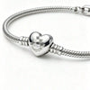 Heart Shape Clasp Plated Copper Snake Chain Beaded Bracelet Plain Engraved Style Couple Bracelet For Women And Men