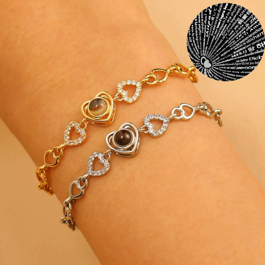 Heart Shape Copper Bracelet Electroplating For Women
