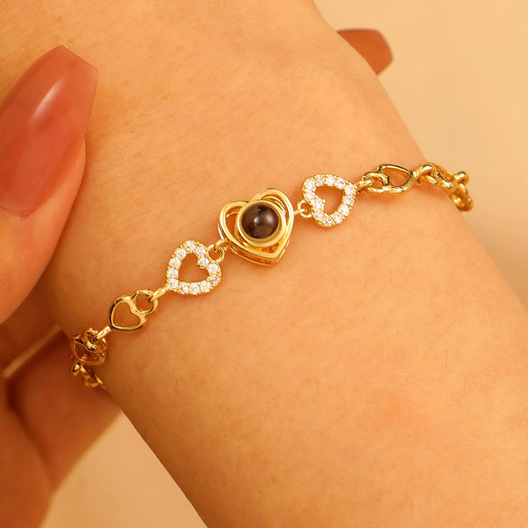 Heart Shape Copper Bracelet Electroplating For Women