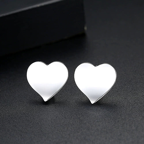 Heart Shape Copper Electroplated Earrings For Women Sweet Elegant Glossy Fashion Jewelry