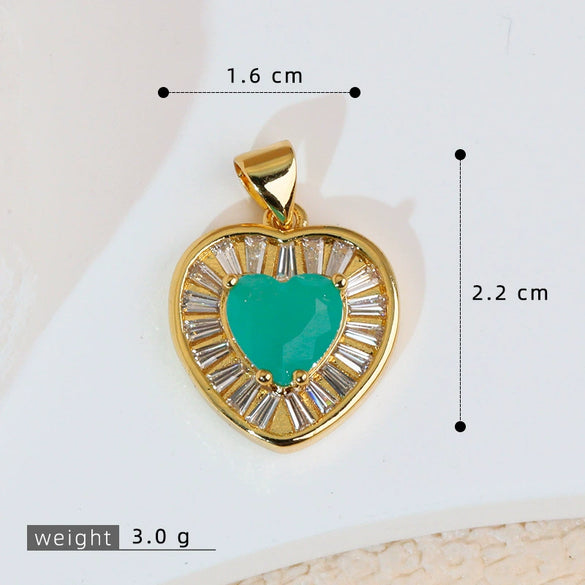 Heart Shape Copper Pendant Fashion Jewelry Diy Handmade Electroplated Accessories