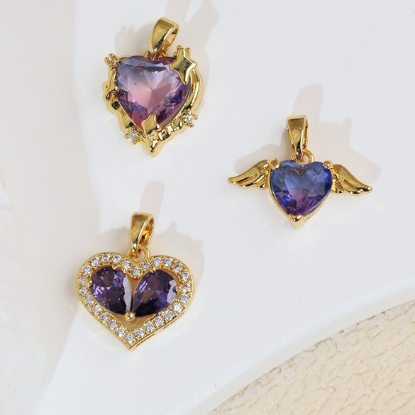 Heart Shape Copper Pendant Fashion Jewelry Diy Handmade Electroplated Accessories