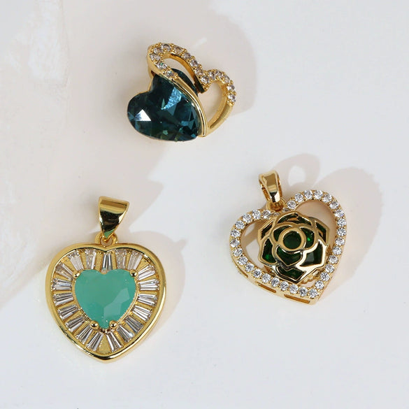 Heart Shape Copper Pendant Fashion Jewelry Diy Handmade Electroplated Accessories