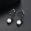 Heart Shaped Copper Pearl Earrings With Crystal Zircon Accents Electroplated Fashion Jewelry For Women Wholesale