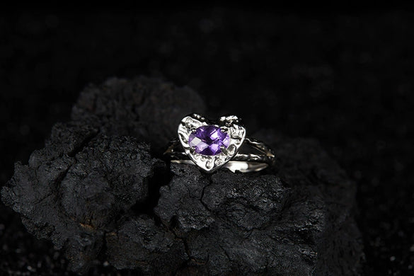 Heart Shaped Gem Inlaid S925 Sterling Silver Ring For Women