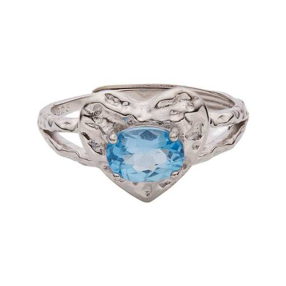 Heart Shaped Gem Inlaid S925 Sterling Silver Ring For Women