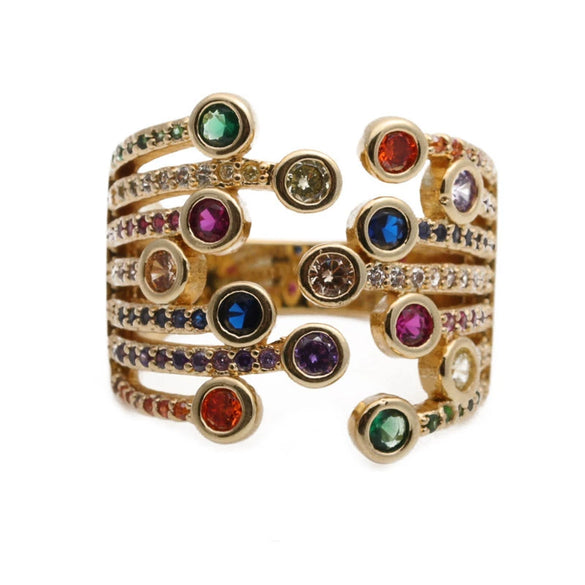 Heart Shaped Micro Inlaid Zircon Adjustable Open Ring For Women Copper Electroplated Fashion Jewelry