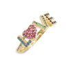 Heart Shaped Micro Inlaid Zircon Adjustable Open Ring For Women Copper Electroplated Fashion Jewelry
