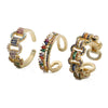 Heart Shaped Micro Inlaid Zircon Adjustable Open Ring For Women Copper Electroplated Fashion Jewelry