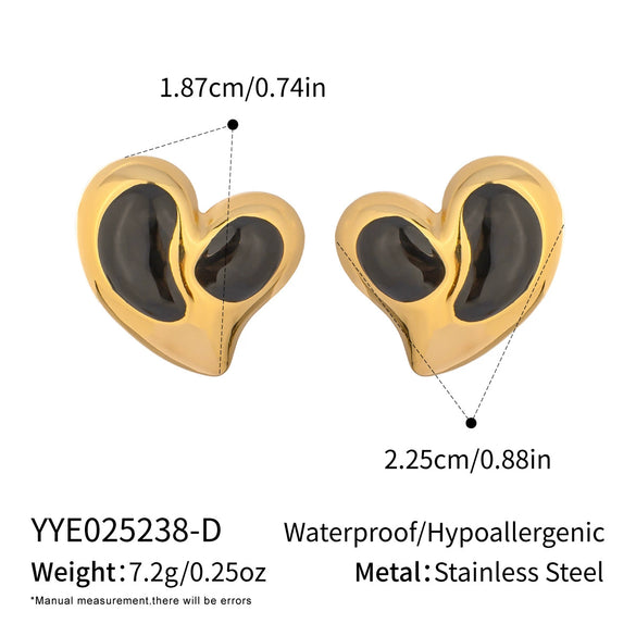 Heart Shaped Oil Drop Earrings For Women Titanium Steel Elegant Style Electroplating Process Waterproof And Environmentally Friendly