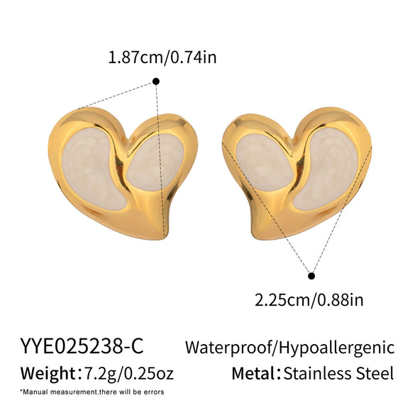 Heart Shaped Oil Drop Earrings For Women Titanium Steel Elegant Style Electroplating Process Waterproof And Environmentally Friendly