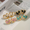 Heart Shaped Oil Drop Earrings For Women Titanium Steel Elegant Style Electroplating Process Waterproof And Environmentally Friendly