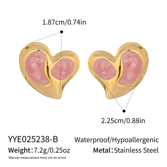 Heart Shaped Oil Drop Earrings For Women Titanium Steel Elegant Style Electroplating Process Waterproof And Environmentally Friendly