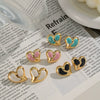 Heart Shaped Oil Drop Earrings For Women Titanium Steel Elegant Style Electroplating Process Waterproof And Environmentally Friendly