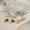 Heart Shaped Oil Drop Earrings For Women Titanium Steel Elegant Style Electroplating Process Waterproof And Environmentally Friendly