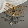 Heart Shaped Pendant Chain Bracelet Watch For Women Alloy Case Round Dial Spiral Crown Creative Personality